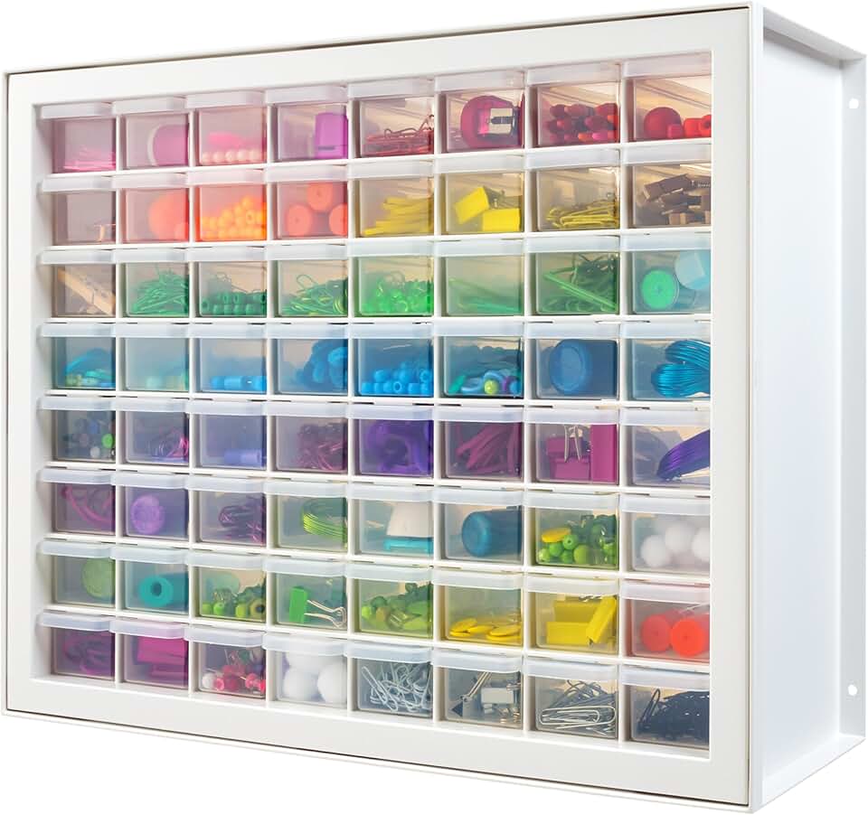 White 64-Drawer Bead and Hardware Organizer