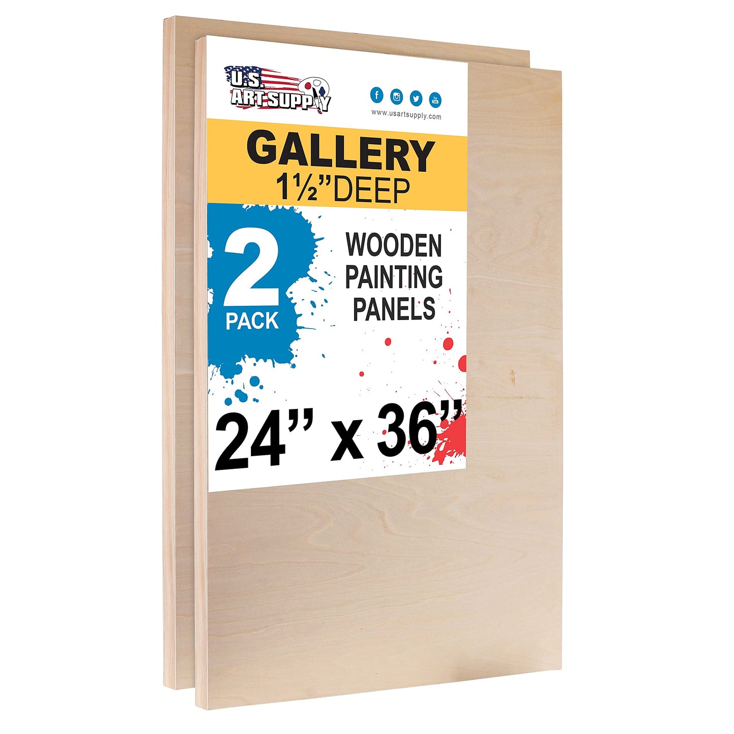 24" x 36" Birch Wood Paint Pouring Panel Boards Pack of 2