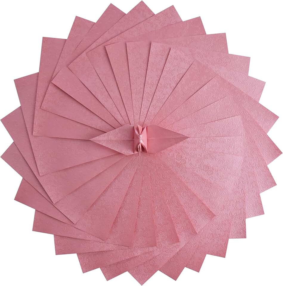 Pink 6x6 Inch Origami Paper Pack with Flower Pattern