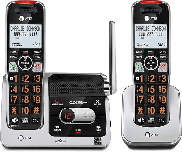 2-Handset Cordless Phone with Answering Machine and Call Blocking
