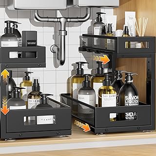 Two-Pack Under Sink Storage Shelves with Adjustable Height