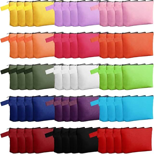 Set of 60 Small Canvas Makeup and Toiletry Bags