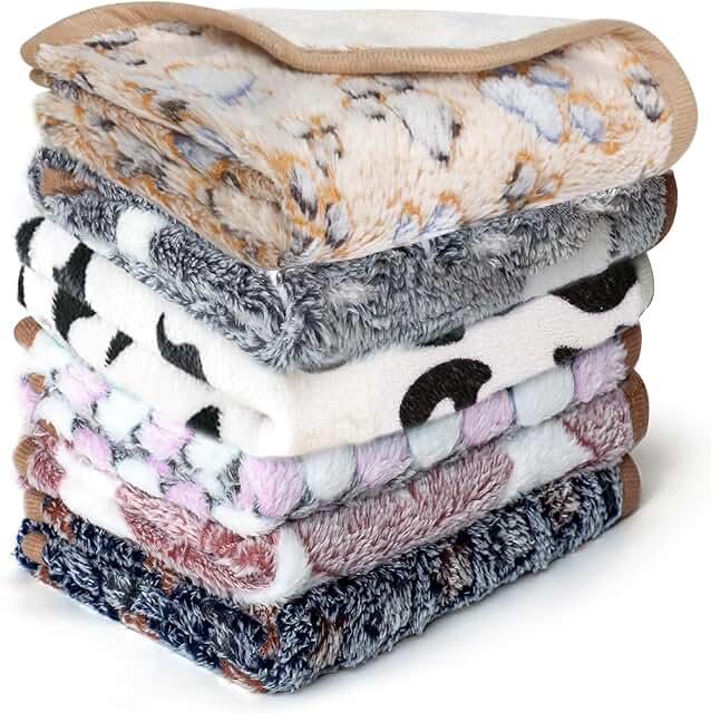 Set of 6 Washable Fleece Bedding for Small Pets