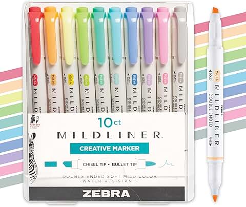 10-Pack Dual-Tip Highlighters with Fluorescent Ink