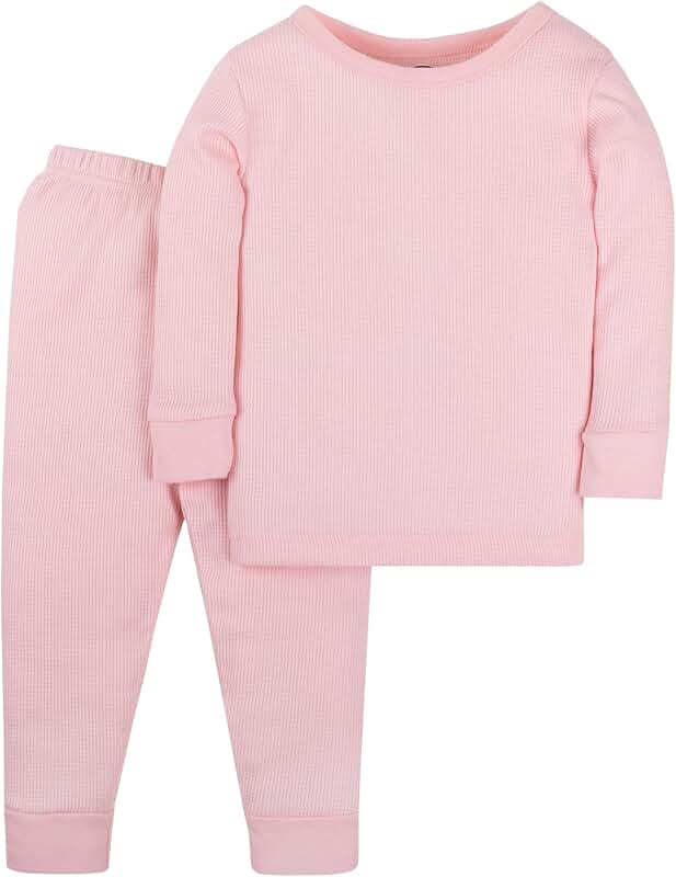 Baby Girls' Warm Cotton Long Johns, 2 Pieces
