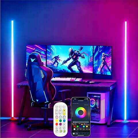 Two Pack Color Changing Corner Floor Lamps for Living Room and Bedroom