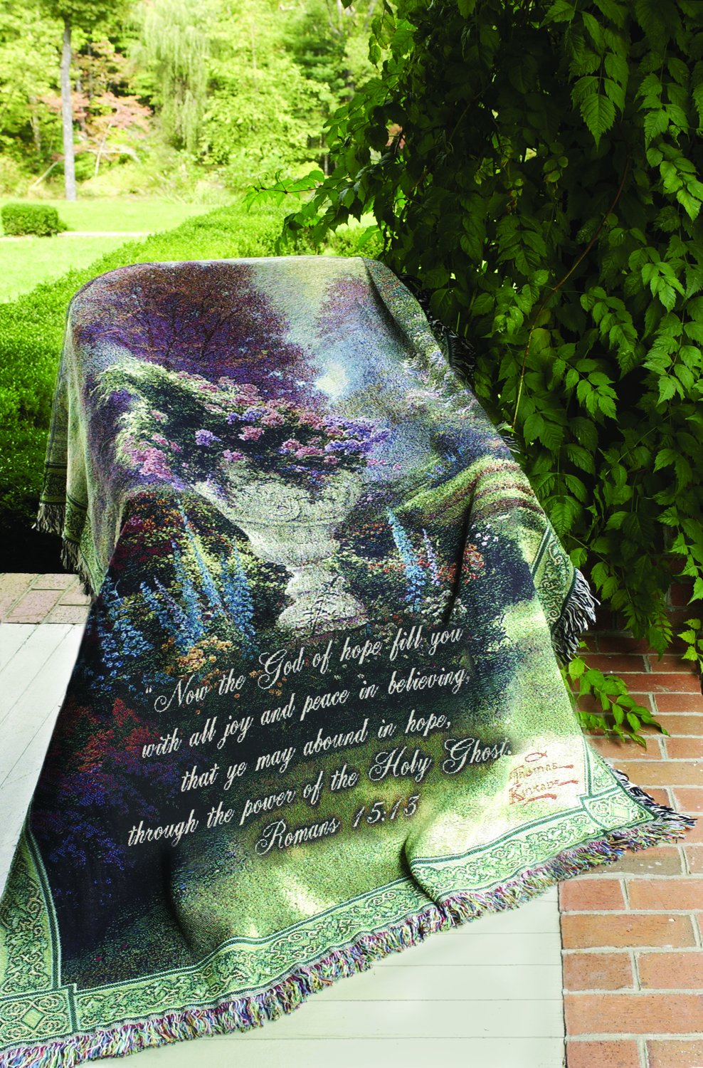 Manual Thomas Kinkade 50 x 60-Inch Tapestry Throw with Verse, The Garden of Hope
