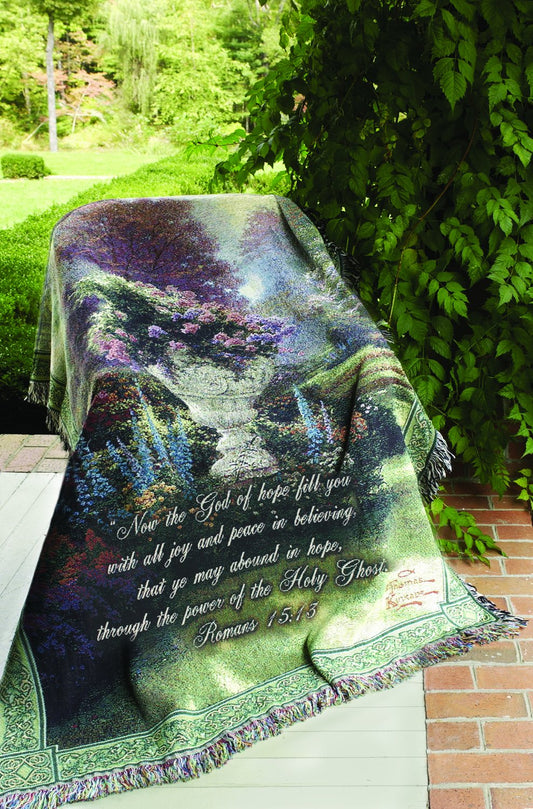 Manual Thomas Kinkade 50 x 60-Inch Tapestry Throw with Verse, The Garden of Hope