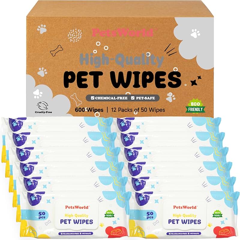 Pet Wipes for Dogs and Cats, Unscented, Hypoallergenic