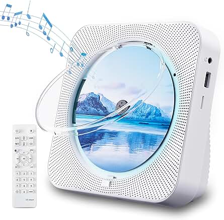Portable Bluetooth CD Player with Speakers and Remote