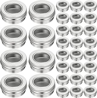 50 Aluminum Refillable Tin Jars with Clear Lids