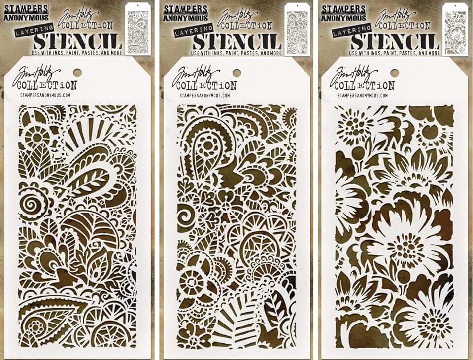 Doodle Art Stencils Set with Three Items