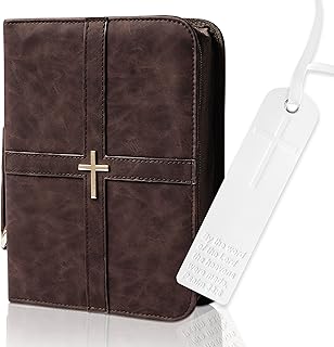 Elegant Brown Leather Bible Cover with Bookmark