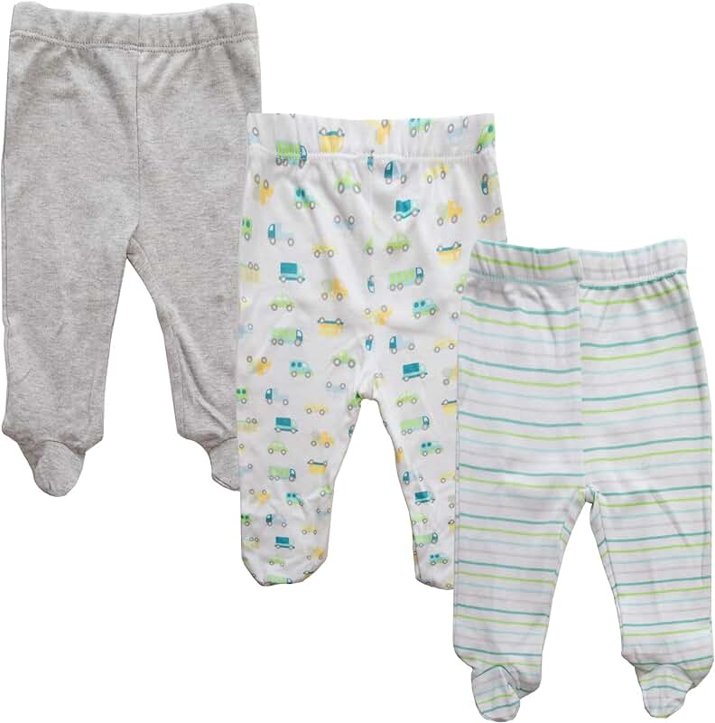 Baby Boys' Cotton Footed Pants Pack