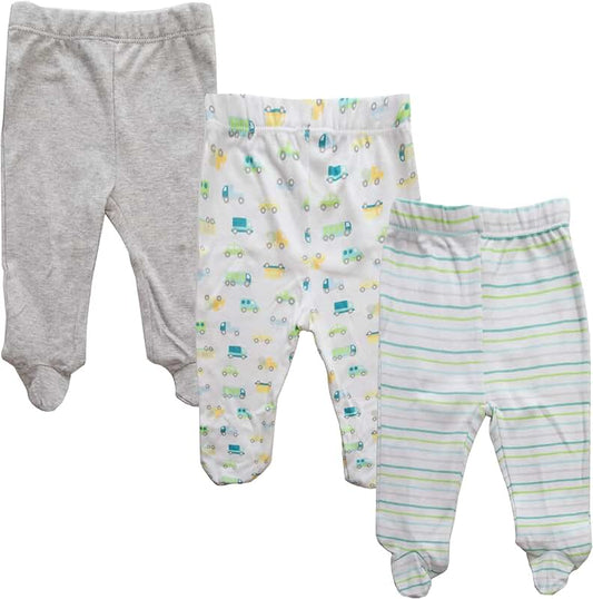 Baby Boys' Cotton Footed Pants Pack