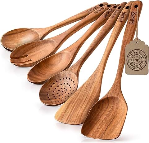 Luxury Teak Wood Kitchen Utensil Set with 6 Pieces