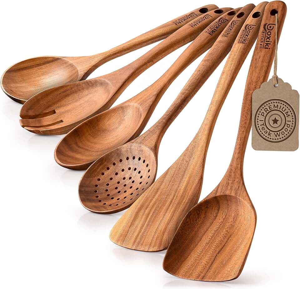 Luxury Teak Wood Kitchen Utensil Set with 6 Pieces