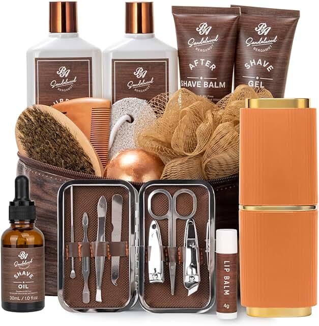 Bath and Beard Gift Set with Leather Bag