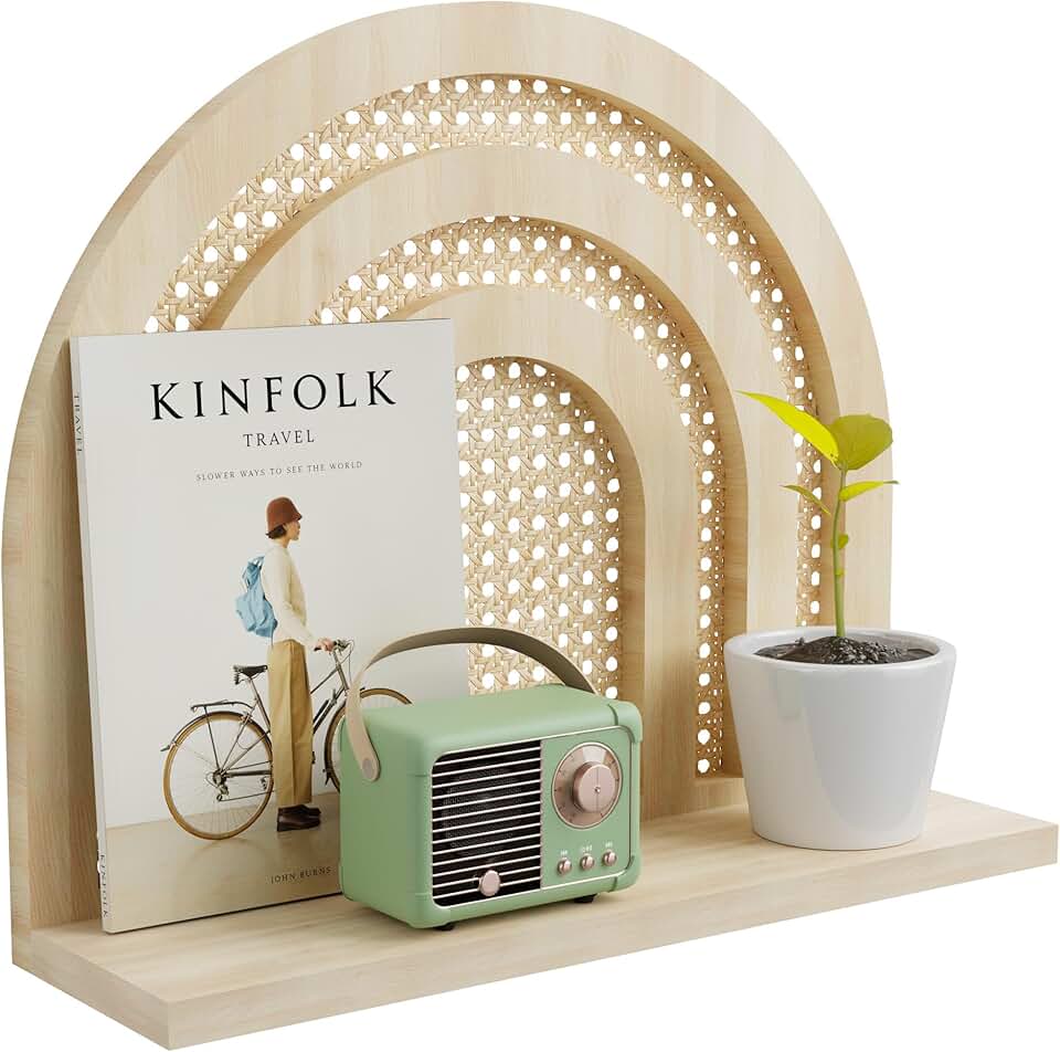 Handmade Rattan Hanging Shelf for Storage and Decor