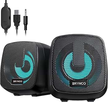 Compact 2.0 RGB Computer Speakers with Lights and Clear Sound
