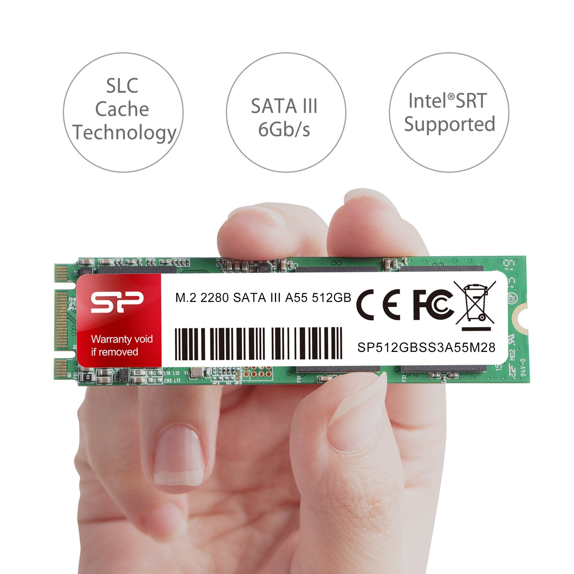 512GB A55 M.2 SSD (SLC Cache for Speed Boost) SATA III Internal Solid State Drive 2280 SU512GBSS3A55M28AC