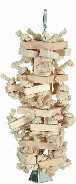 Large Natural Wood Bird Toy for Parrots and Large Birds