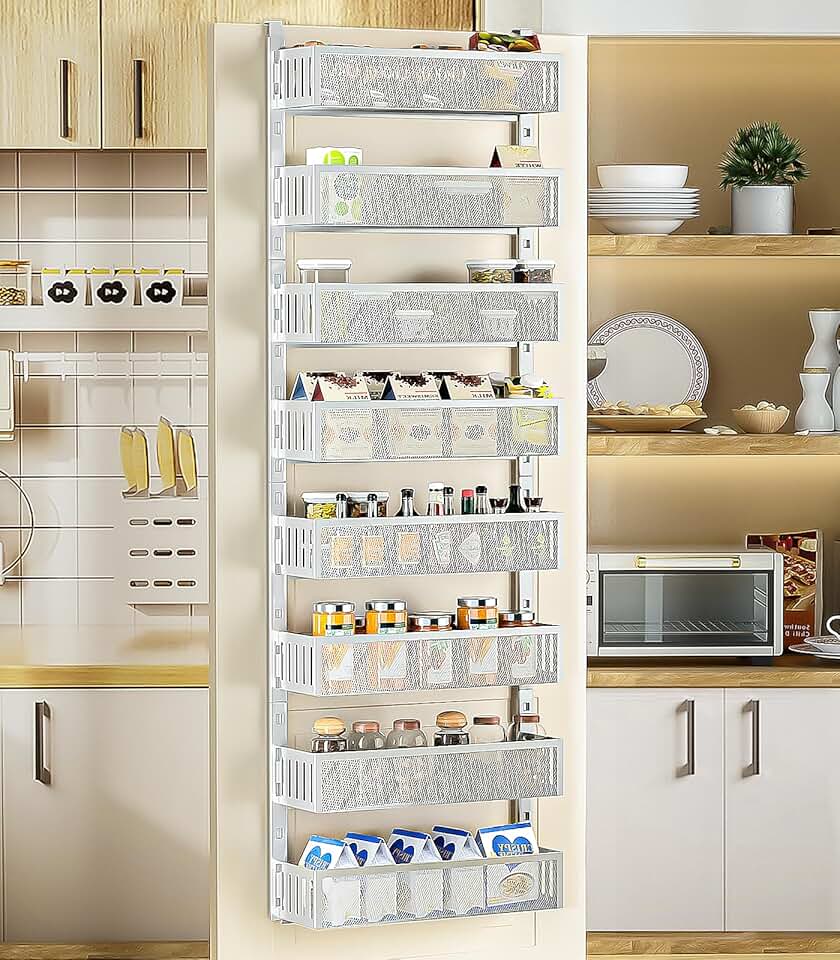 8-Tier Over-the-Door Pantry Organizer with Mesh Baskets