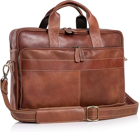 16-Inch Leather Briefcase for Men and Women
