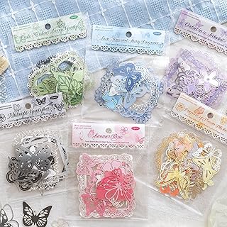 138-Piece Vintage 3D Flower Butterfly Window Frame Stickers