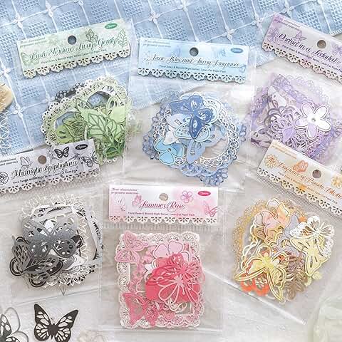 138-Piece Vintage 3D Flower Butterfly Window Frame Stickers