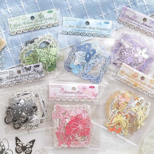 138-Piece Vintage 3D Flower Butterfly Window Frame Stickers