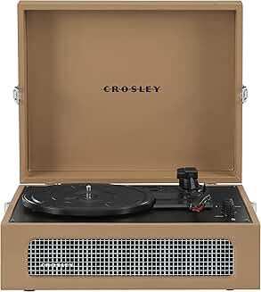 Vintage portable vinyl record player with Bluetooth and built-in speakers