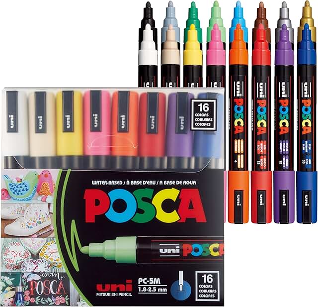 Assorted Water-Based Paint Markers, 16 Pack