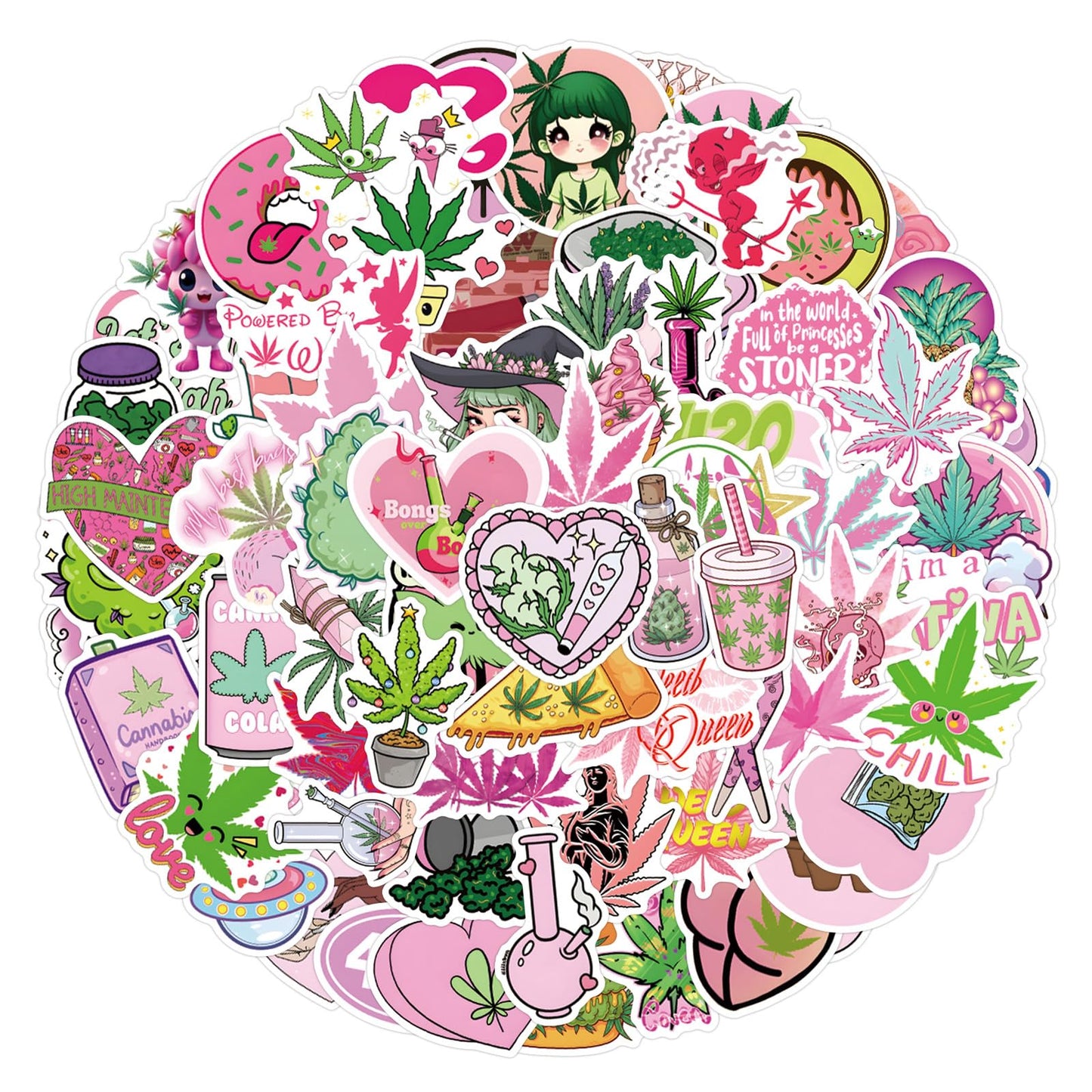 110 Pink Leaf Stickers for Water Bottles and Laptops