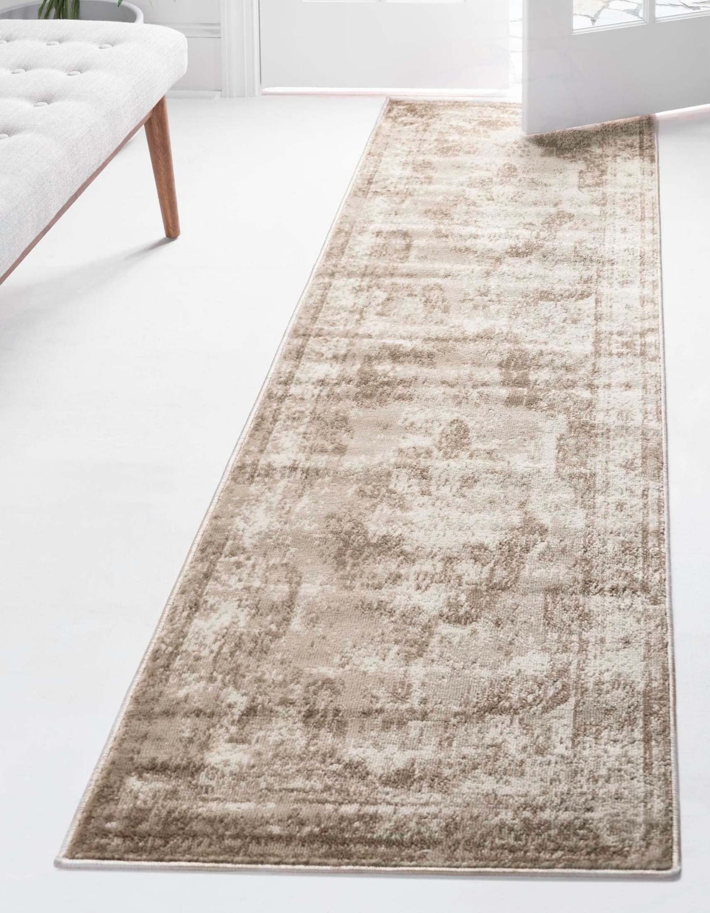 Sofia Area Rug-Traditional Vintage Rug, French Inspired 2' 0 x 6' 7 Runner, Light Brown/ Tan)