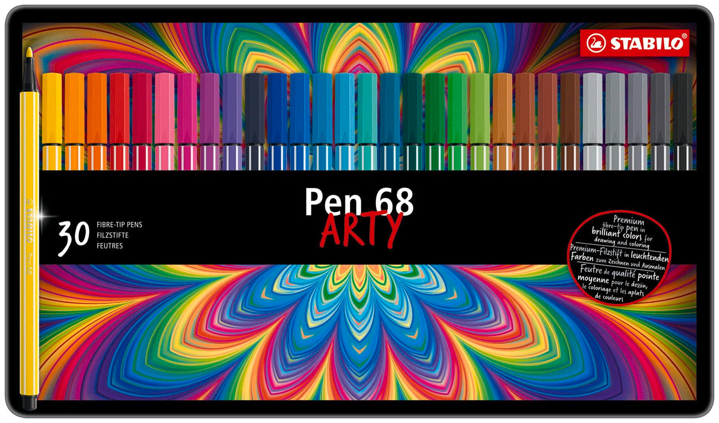 Set of 30 assorted fine tip fiber-tip pens
