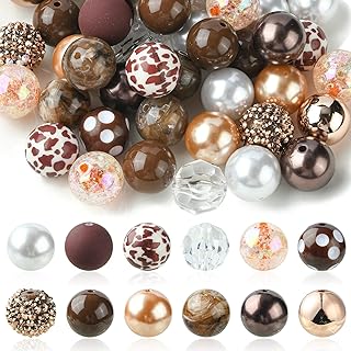 50pcs 20mm Colorful Chunky Amber Brown Beads for Jewelry