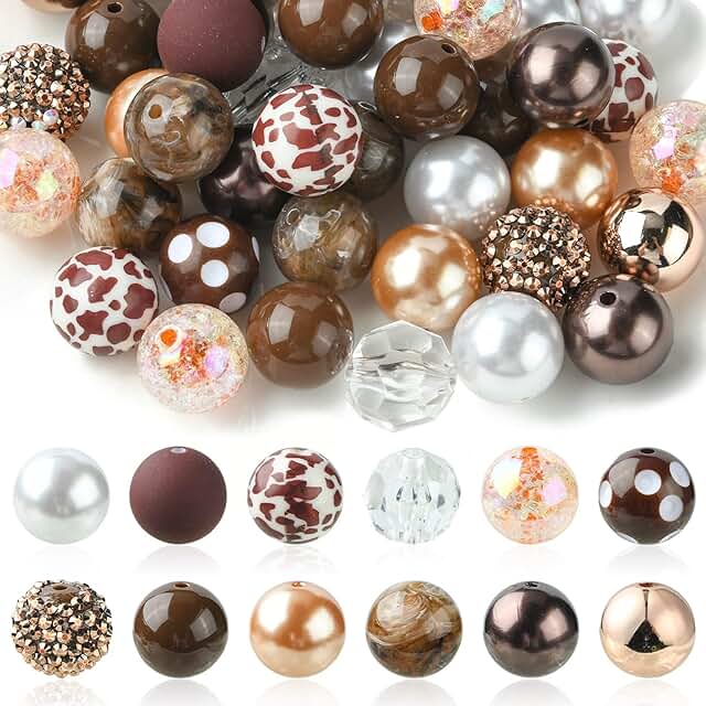 50pcs 20mm Colorful Chunky Amber Brown Beads for Jewelry