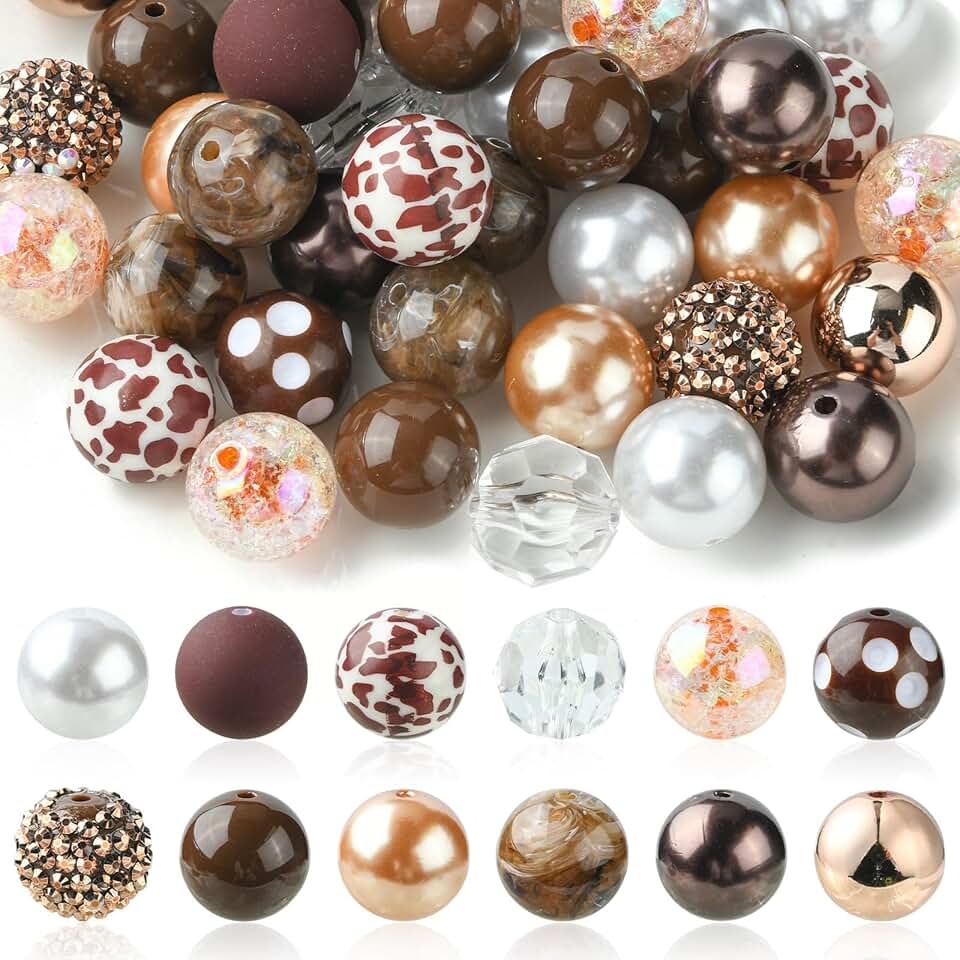 50pcs 20mm Colorful Chunky Amber Brown Beads for Jewelry