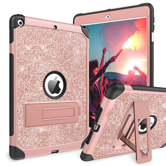 Rose Gold Glitter Shockproof iPad Case for 7th to 10th Generation