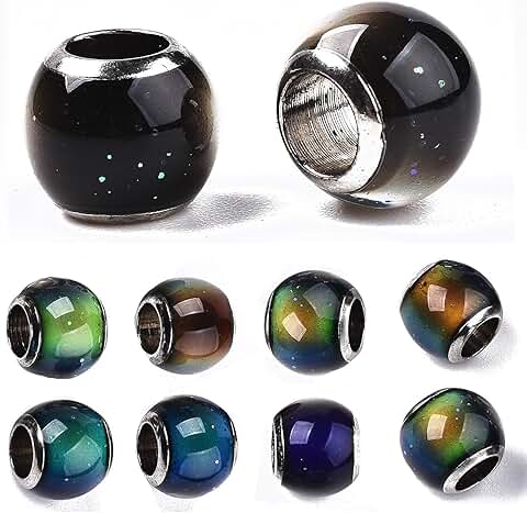 50pcs Color Changing Glass Mood Beads for Jewelry Making