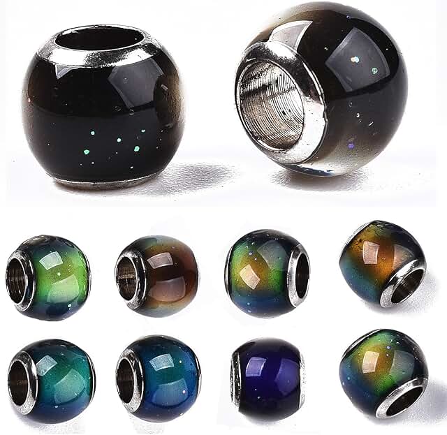 50pcs Color Changing Glass Mood Beads for Jewelry Making