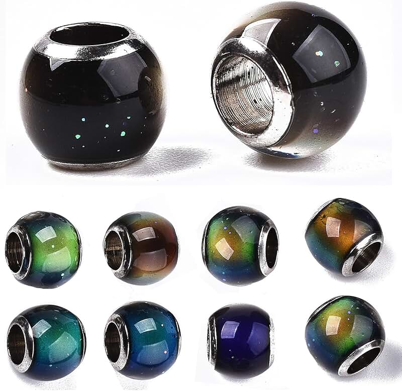 50pcs Color Changing Glass Mood Beads for Jewelry Making