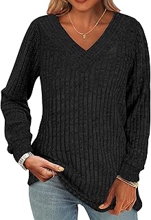 Women’s Long Sleeve V-Neck Tunic Top for Fall