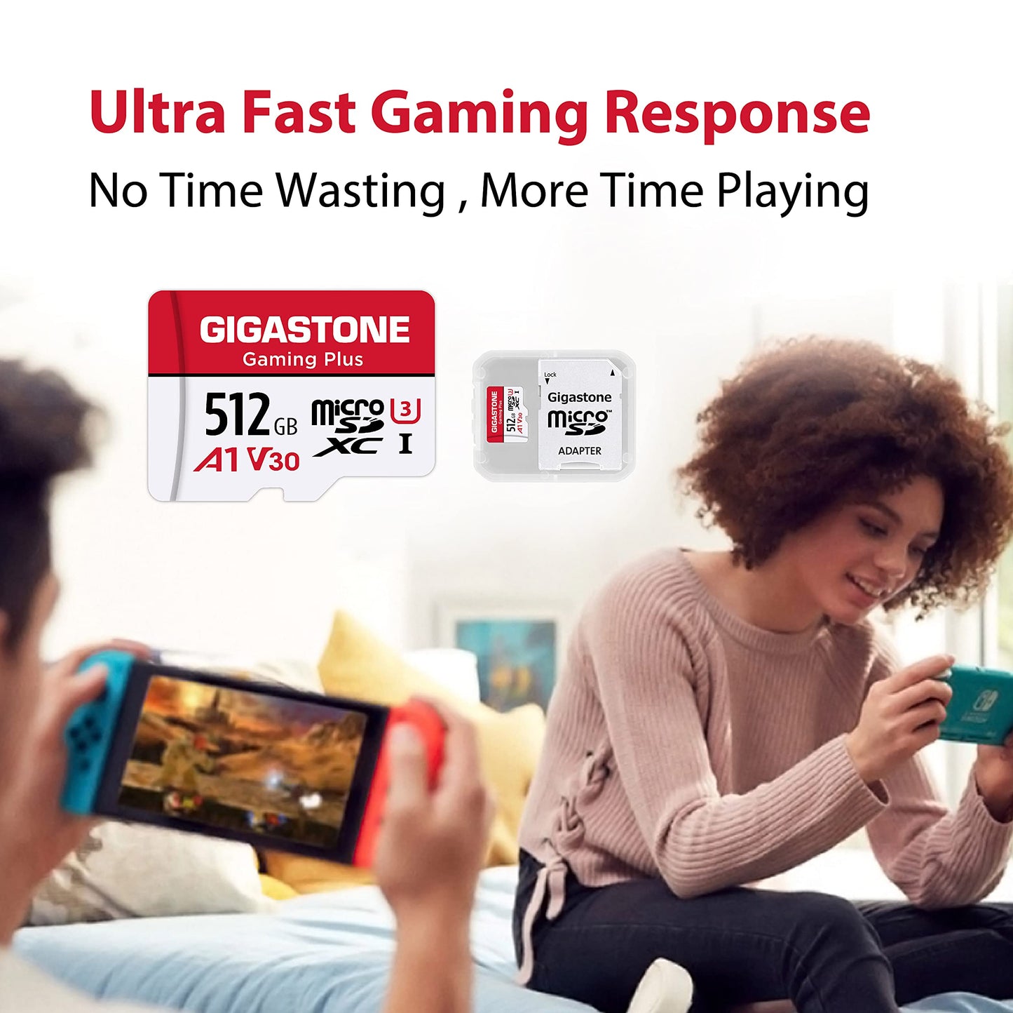 [] 512GB Micro SD Card, Gaming Plus, MicroSDXC Memory Card for Nintendo-Switch, Wyze, GoPro, Dash Cam, Security Camera, 4K Video Recording, UHS-I A1 U3 V30 C10, up to 100MB/s, with Adapter