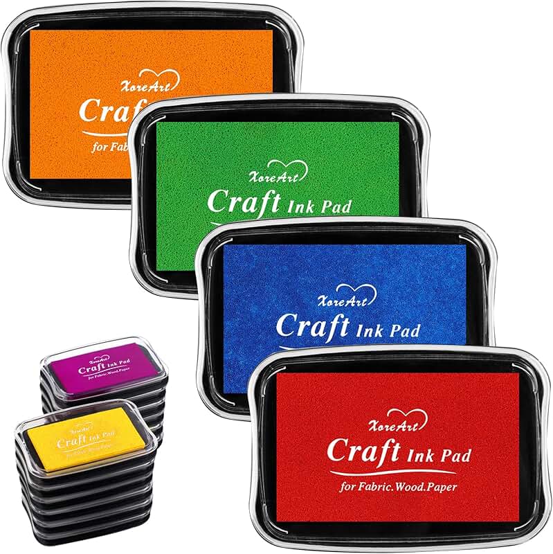 Large Washable Ink Pads for Kids, 16 Colors