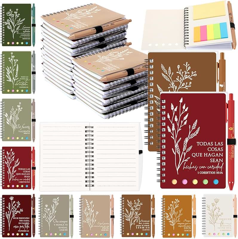 Set of 10 Spanish Christian Gift Notebooks and Pens