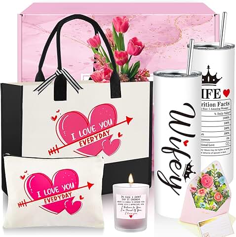 Gifts for Wife: Tumbler, Tote, Card, I Love You