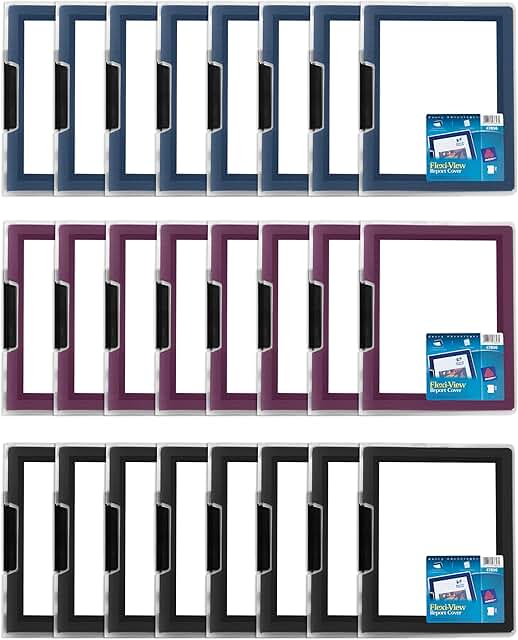 Assorted Flexi-View Report Covers with Swing Clip, 24-pack