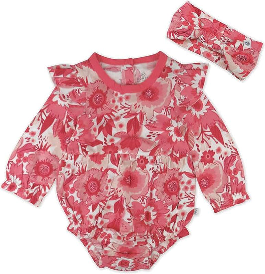 Organic Cotton Bubble Romper and Headband Set for Infants and Toddlers